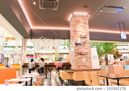 May: Eating fast food at a shopping center with my family 103302176