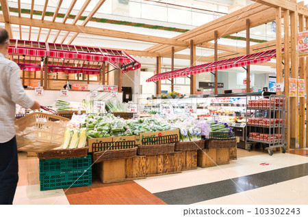 5月：物價上漲導致食品價格上漲，與家人一起去超市購物並省錢的家庭主婦 103302243