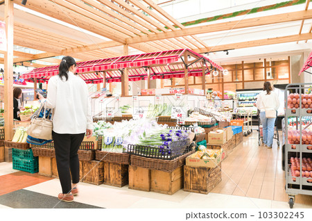 5月：物價上漲導致食品價格上漲，與家人一起去超市購物並省錢的家庭主婦 103302245