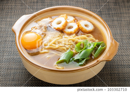 Nabeyaki ramen. Nabeyaki ramen, a specialty of Susaki City, Kochi Prefecture. 103302710