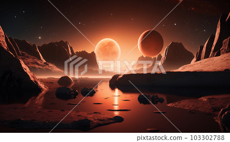 TRAPPIST-1 的景觀：一顆在黃昏時始終位於霍比區的行星。生命存在的可能性是被期待的。 103302788