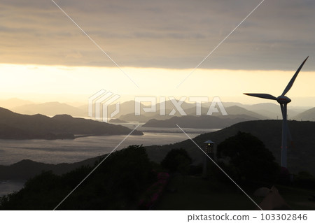 Wind Power Plant Senjojiki Sunrise SDGs Natural Energy Hiokinaka, Nagato City, Yamaguchi Prefecture 103302846