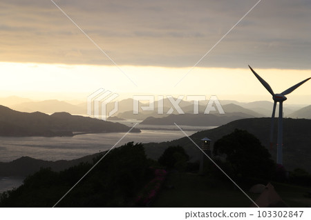 Wind Power Plant Senjojiki Sunrise SDGs Natural Energy Hiokinaka, Nagato City, Yamaguchi Prefecture 103302847