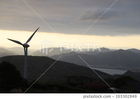 Wind Power Plant Senjojiki Sunrise SDGs Natural Energy Hiokinaka, Nagato City, Yamaguchi Prefecture 103302849