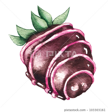 Watercolor strawberries in chocolate on a white background Watercolor strawberries in chocolate on a white background 103303161