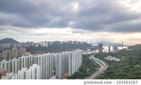 May 26 2023 the cityscape of Tuen Mun Highway, hk May 26 2023 the cityscape of Tuen Mun Highway, hk 103303267