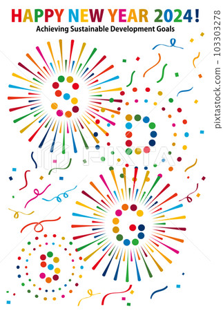 2024 New Year's card template of SDGs image fireworks 103303278