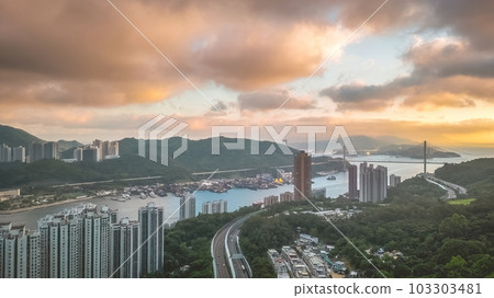 May 26 2023 the cityscape of Tuen Mun Highway, hk May 26 2023 the cityscape of Tuen Mun Highway, hk 103303481