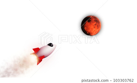 3D Render Rocket Jet Fly to Mars Red Planet On Galaxy Space 3D Illustration Background 3D Render Rocket Jet Fly to Mars Red Planet On Galaxy Space 3D Illustration Background 103303762