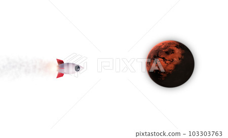 3D Render Rocket Jet Fly to Mars Red Planet On Galaxy Space Star Field 3D Illustration Background 3D Render Rocket Jet Fly to Mars Red Planet On Galaxy Space Star Field 3D Illustration Background 103303763