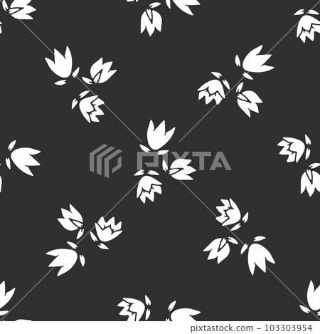 Ditsy monochrome seamless pattern with white flowers on black background Ditsy monochrome seamless pattern with white flowers on black background 103303954