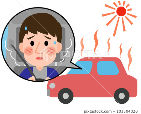 Illustration of a man with symptoms of heatstroke while driving Illustration of a man with symptoms of heatstroke while driving 103304020