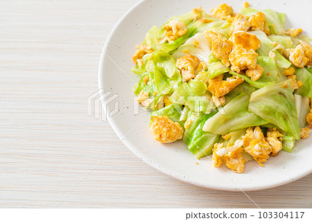 homemade stir-fried cabbage with egg homemade stir-fried cabbage with egg 103304117