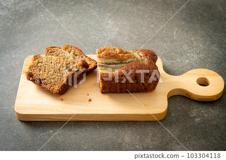 banana cake on wood board banana cake on wood board 103304118