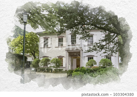 Watercolor-style Nagasaki Glover Garden Former Still Memorial School Nagasaki City, Nagasaki Prefecture 103304380