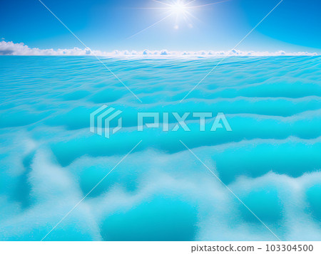 Image of waves and clouds on a fantastic blue background 69 103304500
