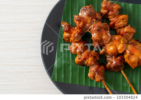grilled chicken gizzard skewer in Asian style 103304824