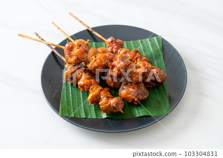 grilled chicken gizzard skewer in Asian style grilled chicken gizzard skewer in Asian style 103304831