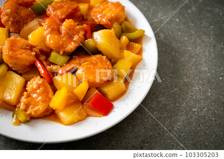 Stir-fried sweet and sour with fried shrimp Stir-fried sweet and sour with fried shrimp 103305203