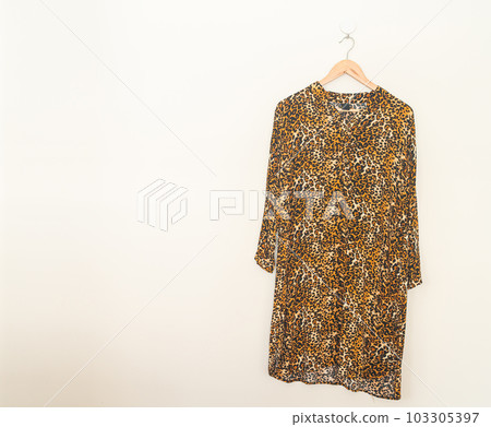 beautiful leopard print shirt hanging on wall 103305397
