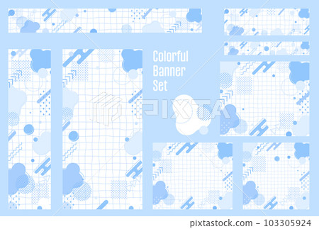Frame material_Memphis pattern_Blue 103305924