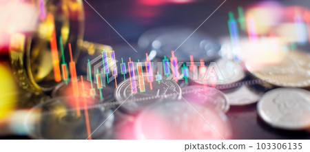 Financial stock market or forex trading graph and candlestick chart suitable for financial investment concept. Financial stock market or forex trading graph and candlestick chart suitable for financial investment concept. 103306135