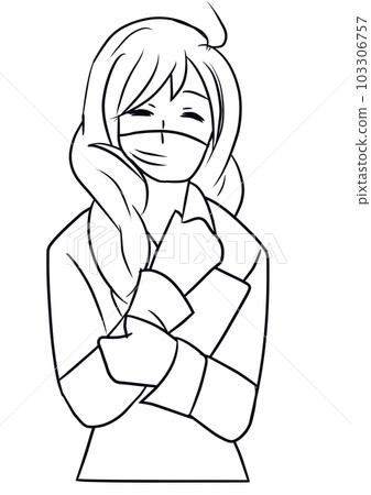 戴面具的女人，微笑，上班族，商務老師，畫線 103306757