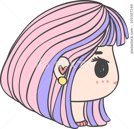 Cute girl happy strong face with colourful fashion hair cartoon character hand drawing doodle outline Cute girl happy strong face with colourful fashion hair cartoon character hand drawing doodle outline 103307244