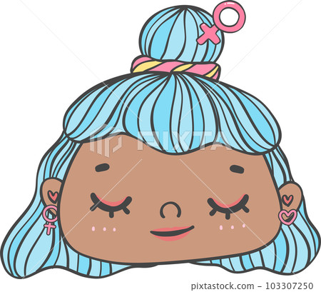 Cute girl happy strong face with colourful fashion hair cartoon character hand drawing doodle outline Cute girl happy strong face with colourful fashion hair cartoon character hand drawing doodle outline 103307250