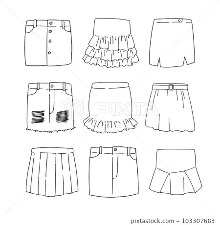 白色迷你裙插畫集 103307683