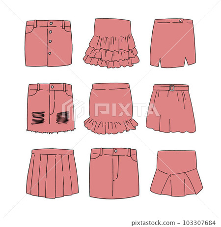 紅色迷你裙插畫集 103307684