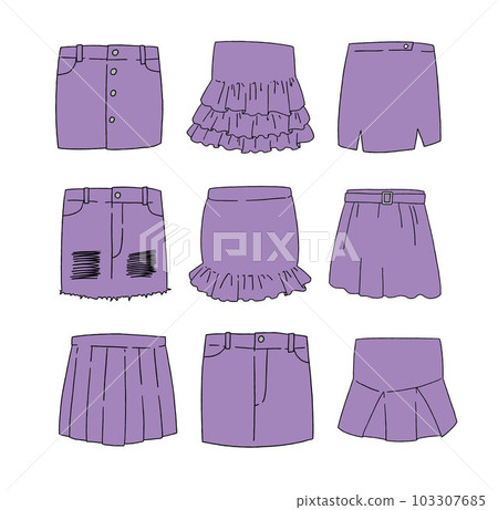 紫色迷你裙插畫集 103307685