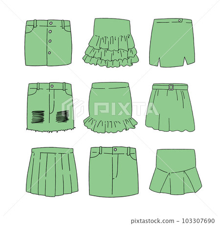 綠色迷你裙插畫集 103307690