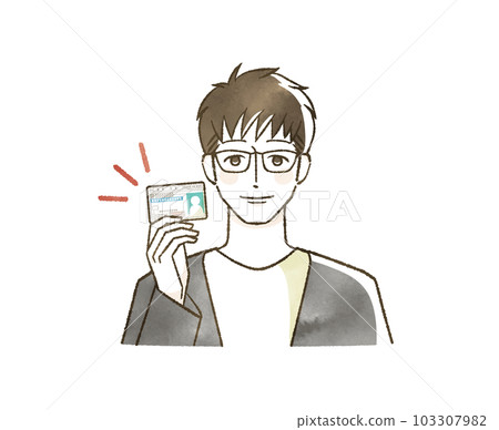 拿著駕照的微笑的人 拿著駕照的微笑的人 103307982