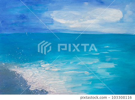 Abstract blue background of sea and sky paint. Marine sketch. Abstract blue background of sea and sky paint. Marine sketch. 103308116