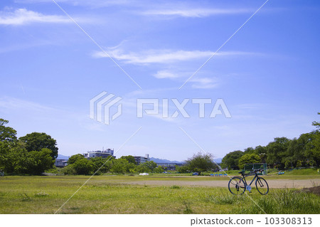 夏季河邊的河床棒球場 夏季河邊的河床棒球場 103308313