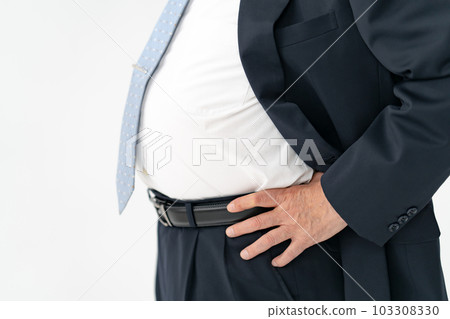 Obesity stomach metabolic syndrome senior man 103308330