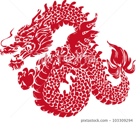 龍年龍年龍辰版畫水墨畫郵票新年賀卡材料新年2024插畫素材紅色 龍年龍年龍辰版畫水墨畫郵票新年賀卡材料新年2024插畫素材紅色 103309294