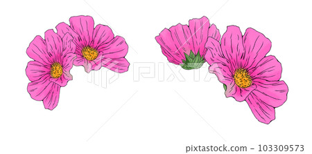Autumn illustration material set white frame fall cherry blossoms Autumn illustration material set white frame fall cherry blossoms 103309573