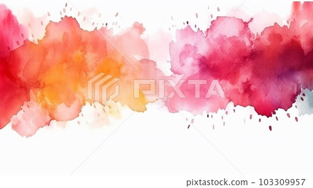 Watercolor border isolated on white, artistic background 103309957