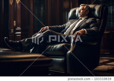 President sitting in a luxury leather chair President sitting in a luxury leather chair 103310639