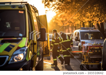Paramedics working on the scene Paramedics working on the scene 103310642