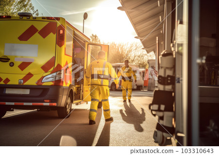 Paramedics working on the scene 103310643