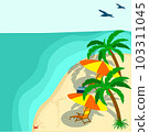 Summer Vacation Loungers On Sea Beach Landscape Beautiful Seascape Banner Seaside Holiday Vector Illustration 103311045