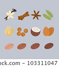 Set of vegan milk coffee ingredients.  103311047