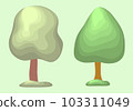 Set of trees vector icons. Collection of green trees on white background. Design elements. Vector illustration in cartoon style. 103311049