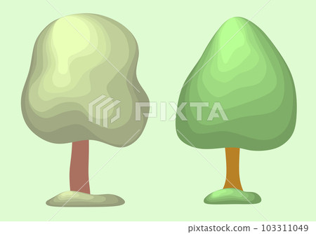 Set of trees vector icons. Collection of green trees on white background. Design elements. Vector illustration in cartoon style. 103311049
