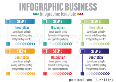 Six 6 Steps of business timeline infographic for data business visualization element background template stock illustration 103311165