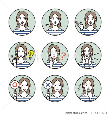 年輕女子圖標集 103311601