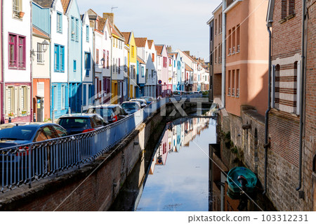 Streets of Amiens, French city in hauts-de-france region, France on summer day. France 103312231